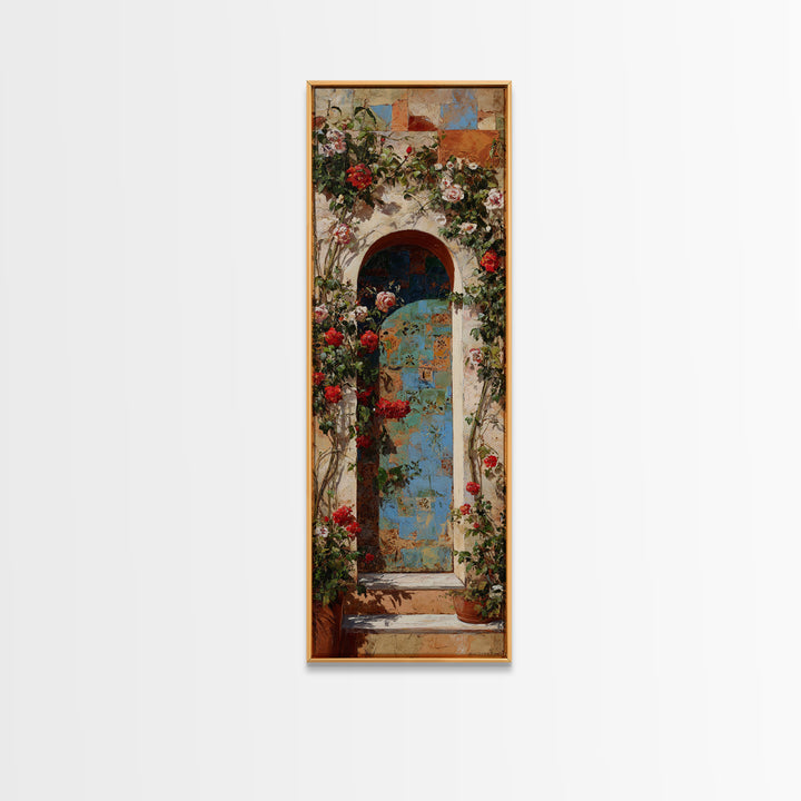 Rustic Door Covered Framed Canvas Print, French Country Art, Floral Wall Art, Farmhouse Decor, Fine Art, Country, Gallery Decor, FCA-1x3-53