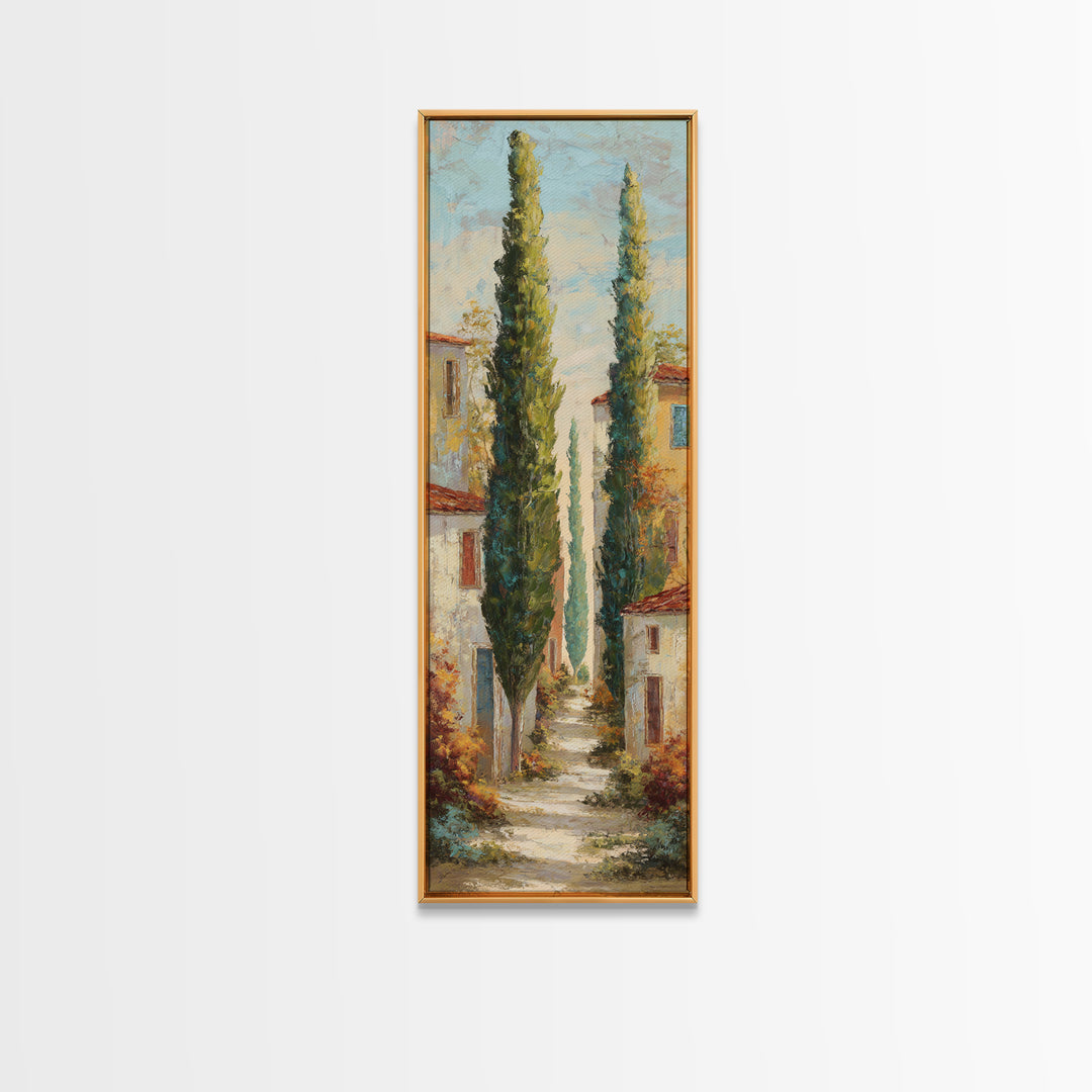 Country Lane Lined Canvas Print, French Country Art, Statement Artwork, Farmhouse Decor, Fine Art, Country, Digital Art, FCA-1x3-59