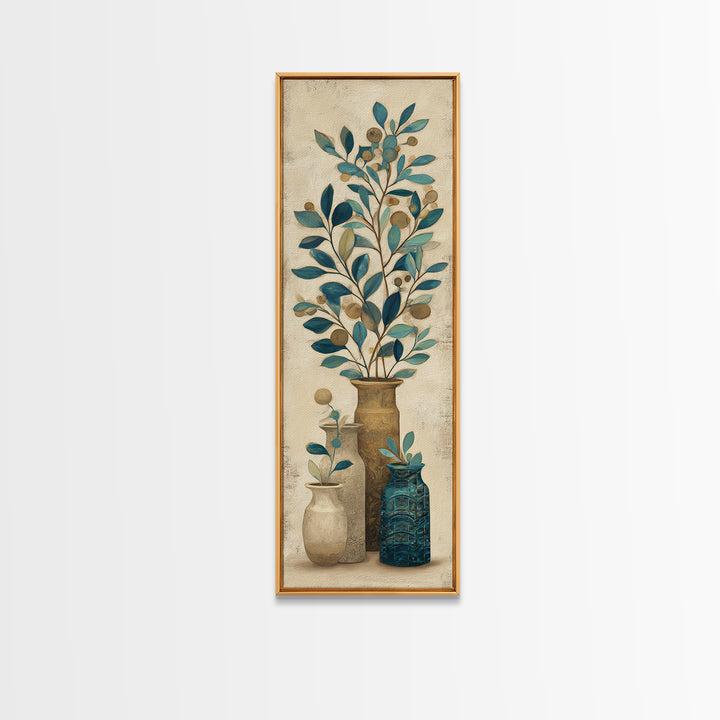 Olive Branch Wreath on Cream Ground Canvas Print, French Country Art, Landscape Painting, Farmhouse Decor, Fine Art, Country, FCA-1x3-82