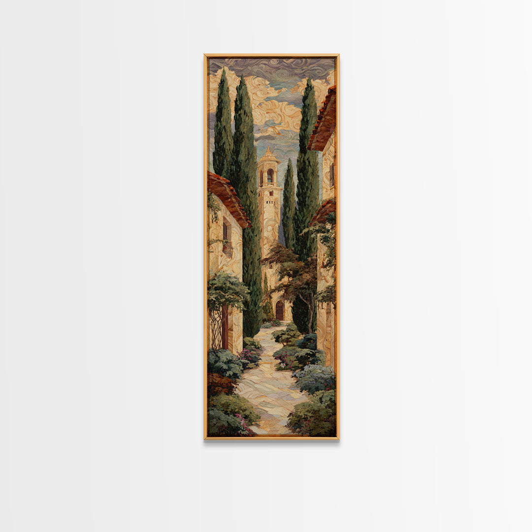 Country Lane Lined Framed Canvas Print, French Country Art, Textured Painting, Farmhouse Decor, Abstract Art, Country, FCA-1x3-83