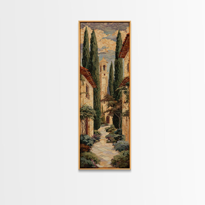 Country Lane Lined Framed Canvas Print, French Country Art, Textured Painting, Farmhouse Decor, Abstract Art, Country, FCA-1x3-83