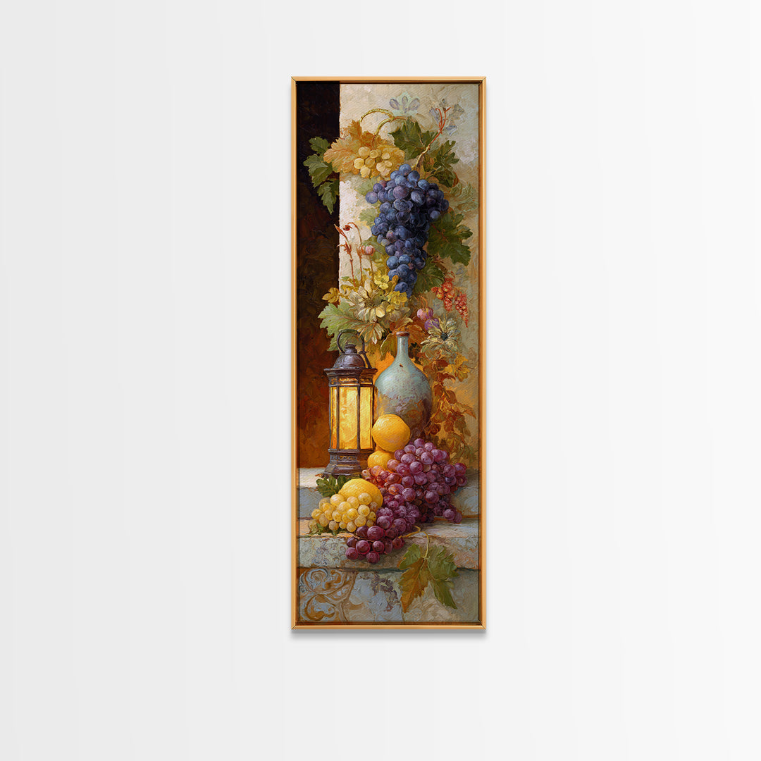 Grapes and Wine Still Life Canvas Print, French Country Art, Digital Download Art, Farmhouse Decor, Fine Art, Country, FCA-1x3-93