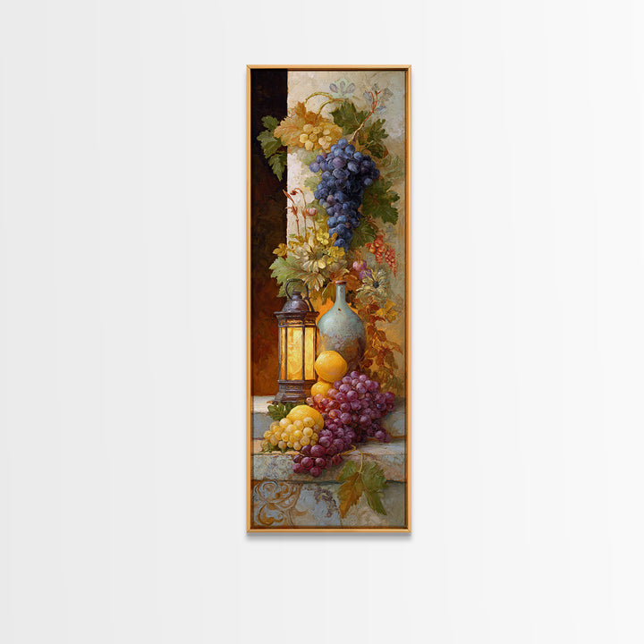 Grapes and Wine Still Life Canvas Print, French Country Art, Digital Download Art, Farmhouse Decor, Fine Art, Country, FCA-1x3-93