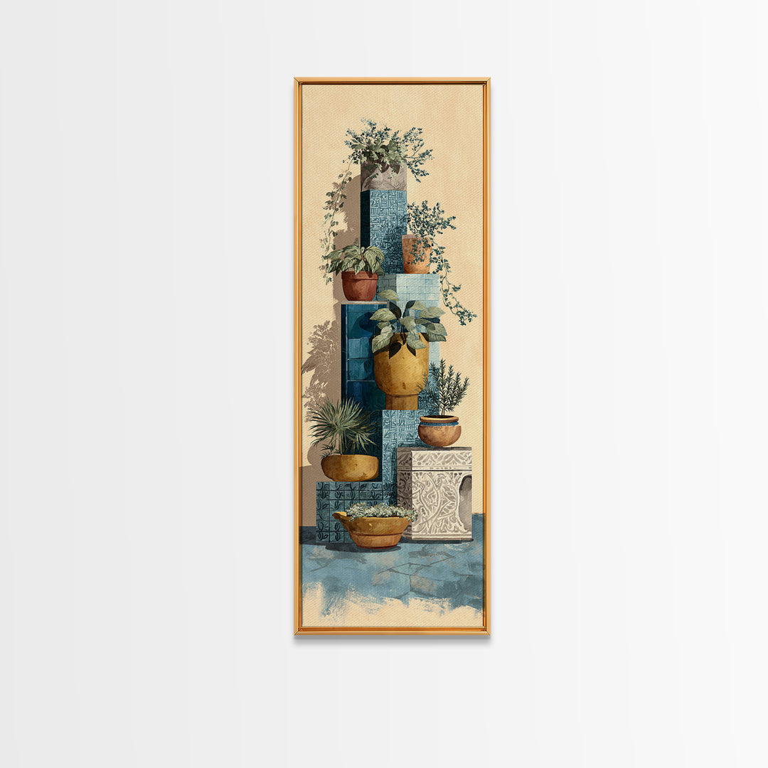 Terra Cotta Pots Canvas Print, French Country Art, Original Painting, Farmhouse Decor, Fine Art, Country, Coastal Wall Art, FCA-1x3-95