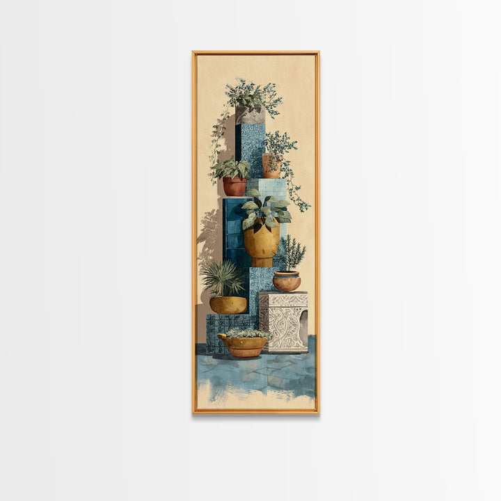 Terra Cotta Pots Canvas Print, French Country Art, Original Painting, Farmhouse Decor, Fine Art, Country, Coastal Wall Art, FCA-1x3-95