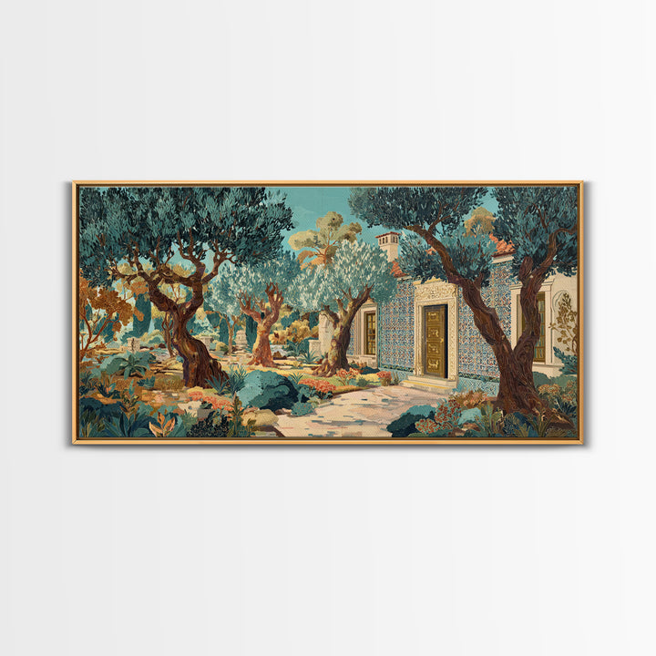 Sunlit Provence Olive Grove Framed Canvas Print, French Country Art, Neutral Decor, Farmhouse Decor, Fine Art, Country, FCA-2x1-1