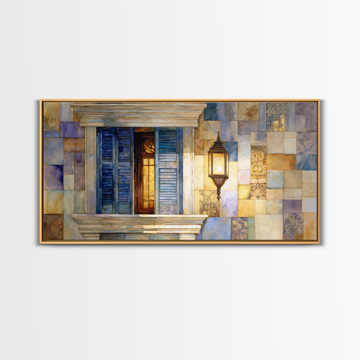 Weathered Window with Blue Shutters Canvas Print, French Country Art, Gallery Decor, Farmhouse Decor, Fine Art, Country, FCA-2x1-17