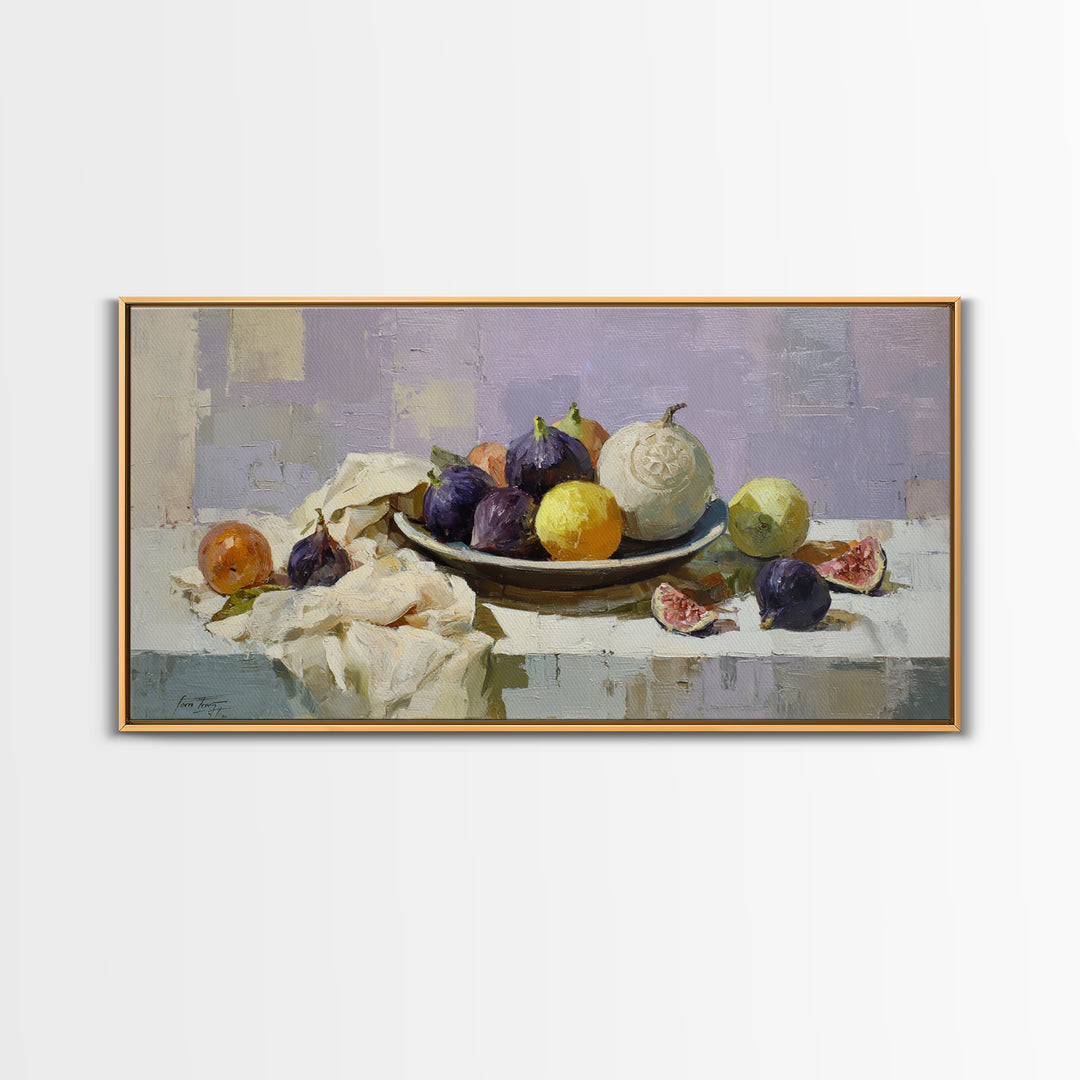 Figs on Ceramic Plate Canvas Print, French Country Art, Minimalist Decor, Farmhouse Decor, Abstract Art, Country, FCA-2x1-36