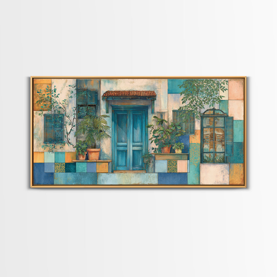 Weathered Window with Blue Shutters Canvas Print, French Country Art, Gallery Decor, Farmhouse Decor, Fine Art, Country, FCA-2x1-41