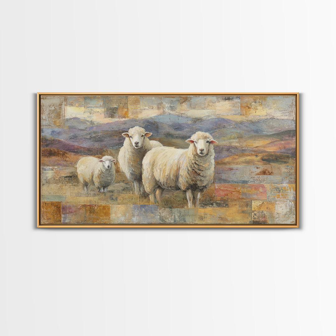 Pastoral Sheep in Rolling Countryside Canvas Print, French Country Art, Statement Artwork, Farmhouse Decor, Fine Art, Country, FCA-2x1-58