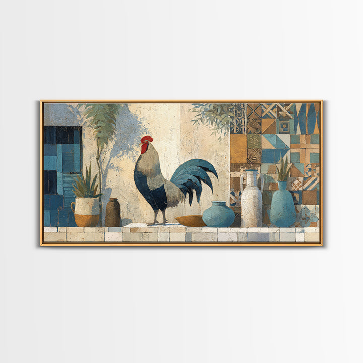 Rooster Portrait in Rustic French Palette Canvas Print, French Country Art, Luxury Decor, Farmhouse Decor, Fine Art, Country, FCA-2x1-70
