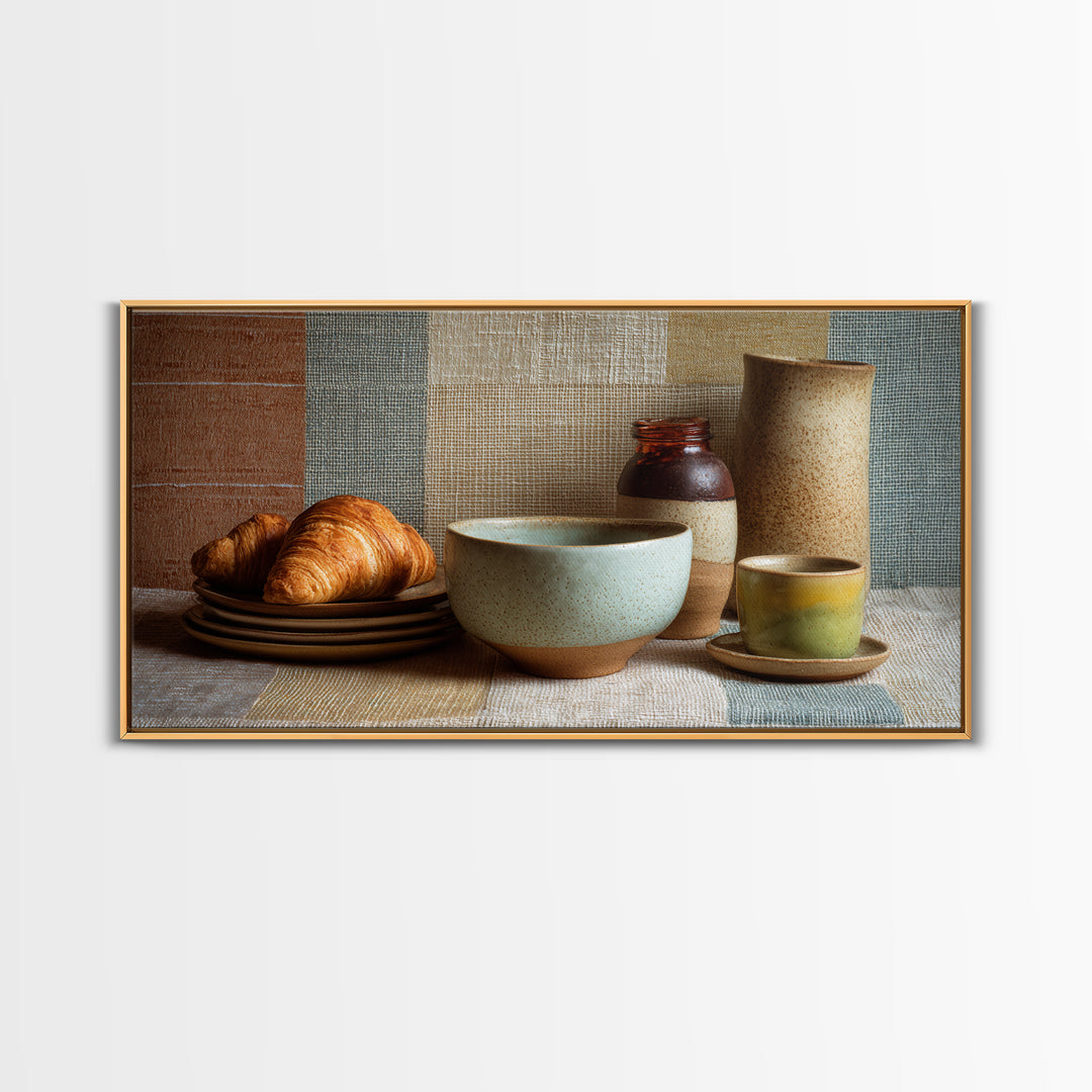 Caf Au Lait Bowl Canvas Print, French Country Art, Fine Art Print, Farmhouse Decor, Fine Art, Country, Digital Prints, FCA-2x1-78
