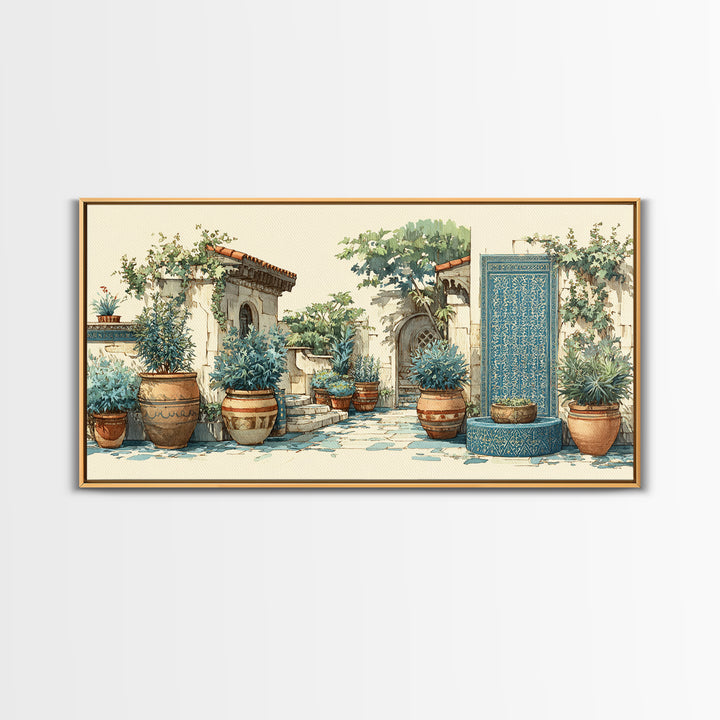 Terra Cotta Pots Framed Canvas Print, French Country Art, Floral Wall Art, Farmhouse Decor, Fine Art, Country, Gallery Decor, FCA-2x1-79