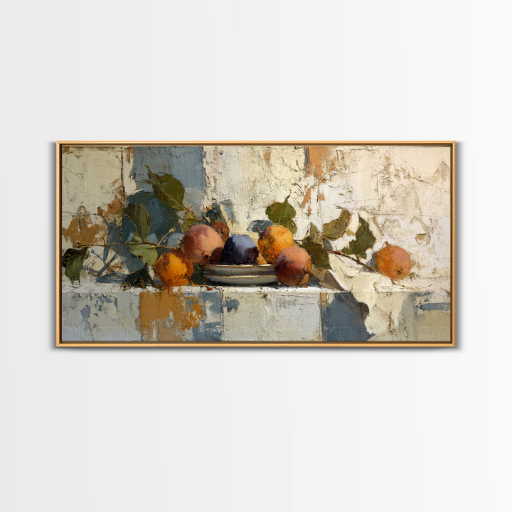Figs on Ceramic Plate Framed Canvas Print, French Country Art, Farmhouse Wall Decor, Farmhouse Decor, Abstract Art, Country, FCA-2x1-84