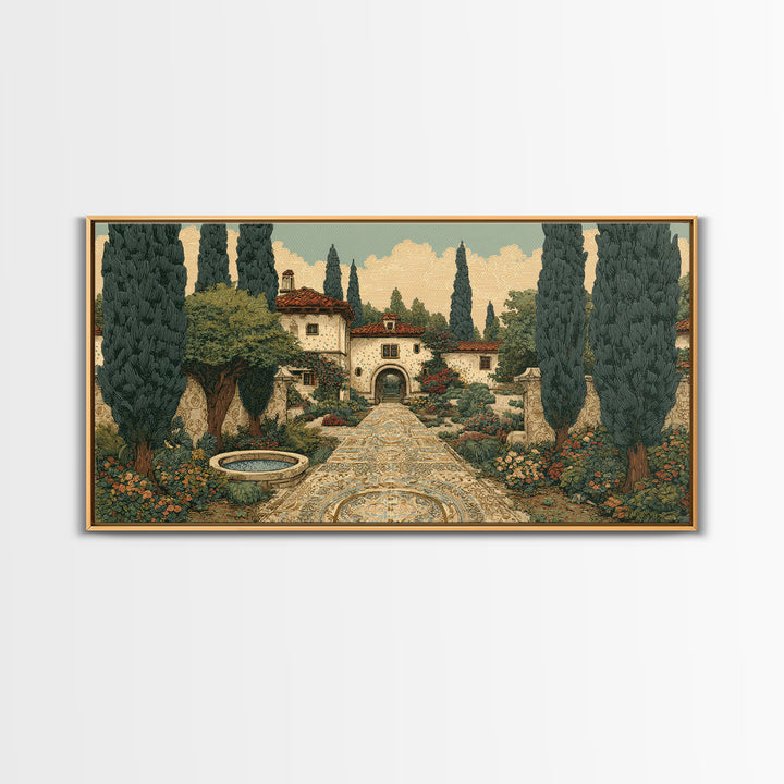 Country Lane Lined Framed Canvas Print, French Country Art, Contemporary Art, Farmhouse Decor, Abstract Art, Country, FCA-2x1-91