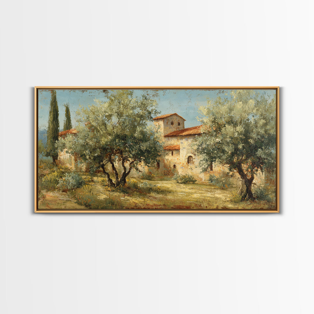 Sunlit Provence Olive Grove Framed Canvas Print, French Country Art, Contemporary Art, Farmhouse Decor, Fine Art, Country, FCA-2x1-97