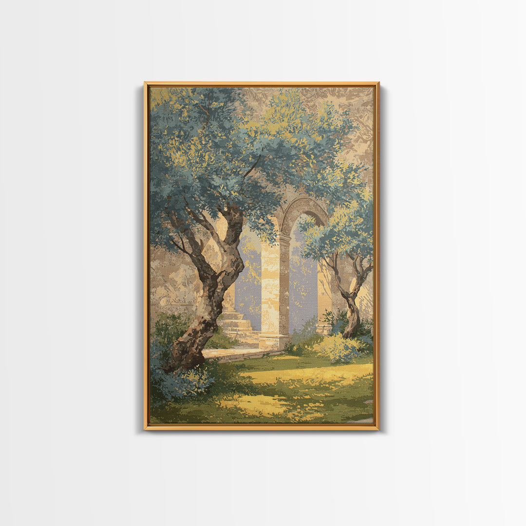 Sunlit Provence Olive Grove Framed Canvas Print, French Country Art, Neutral Decor, Farmhouse Decor, Fine Art, Country, FCA-2x3-37