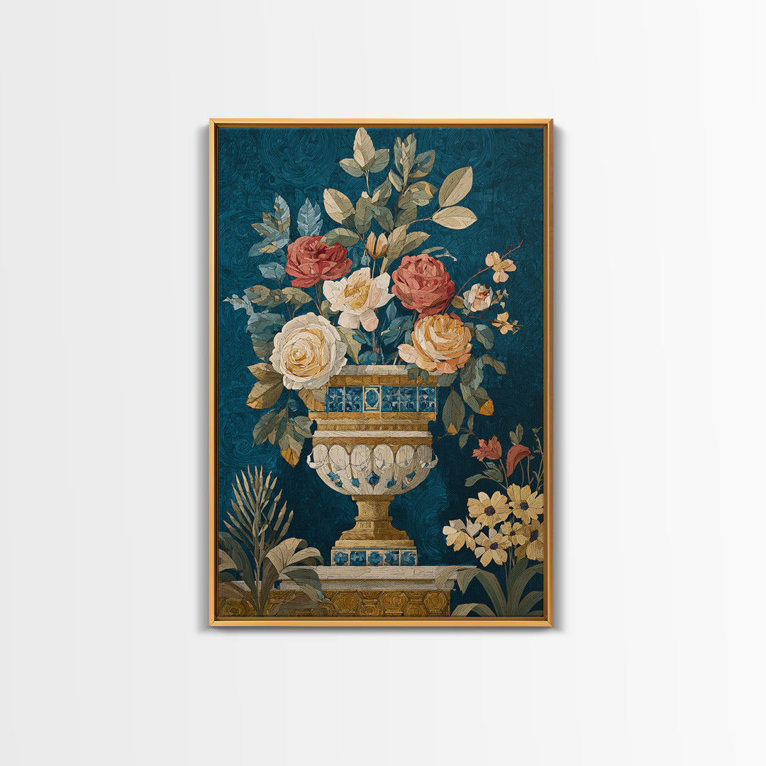 Ch Teau Garden Urn Framed Canvas Print, French Country Art, Digital Art Prints, Farmhouse Decor, Fine Art, Country, Home Decor, FCA-2x3-51