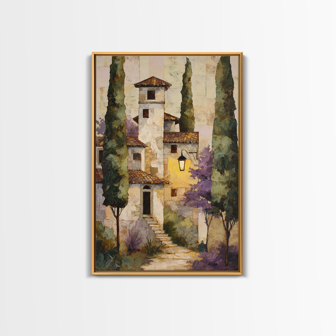 Country Lane Lined Framed Canvas Print, French Country Art, Floral Wall Art, Farmhouse Decor, Fine Art, Country, Gallery Decor, FCA-2x3-55