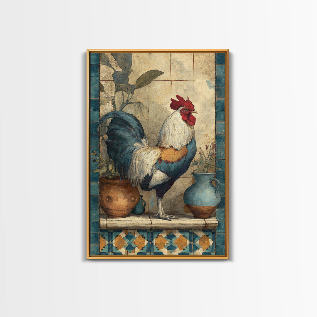 Rooster Portrait in Rustic French Palette Canvas Print, French Country Art, Luxury Decor, Farmhouse Decor, Fine Art, Country, FCA-2x3-58
