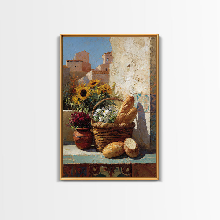 French Market Basket Framed Canvas Print, French Country Art, Downloadable Art, Farmhouse Decor, Country, Luxury Decor, FCA-2x3-63