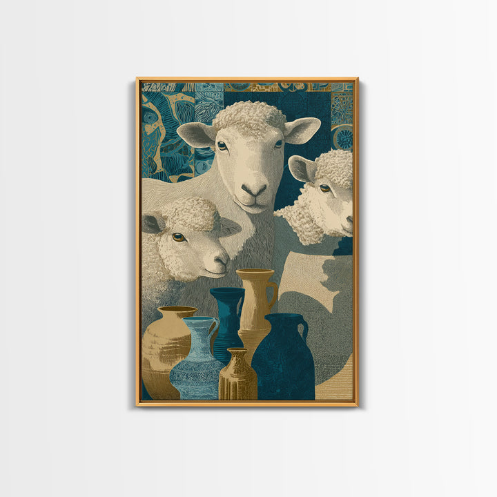 Pastoral Sheep in Rolling Countryside Canvas Print, French Country Art, Statement Artwork, Farmhouse Decor, Fine Art, Country, FCA-2x3-70