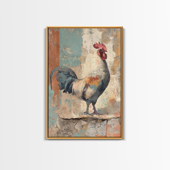 Rooster Portrait in Rustic French Palette Canvas Print, French Country Art, Luxury Decor, Farmhouse Decor, Fine Art, Country, FCA-2x3-82