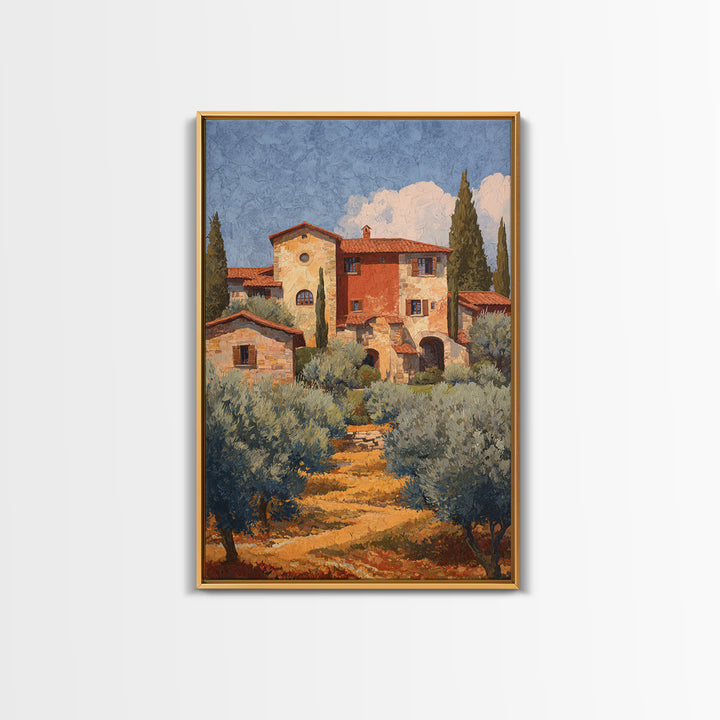Sunlit Provence Olive Grove Framed Canvas Print, French Country Art, Contemporary Art, Farmhouse Decor, Fine Art, Country, FCA-2x3-85