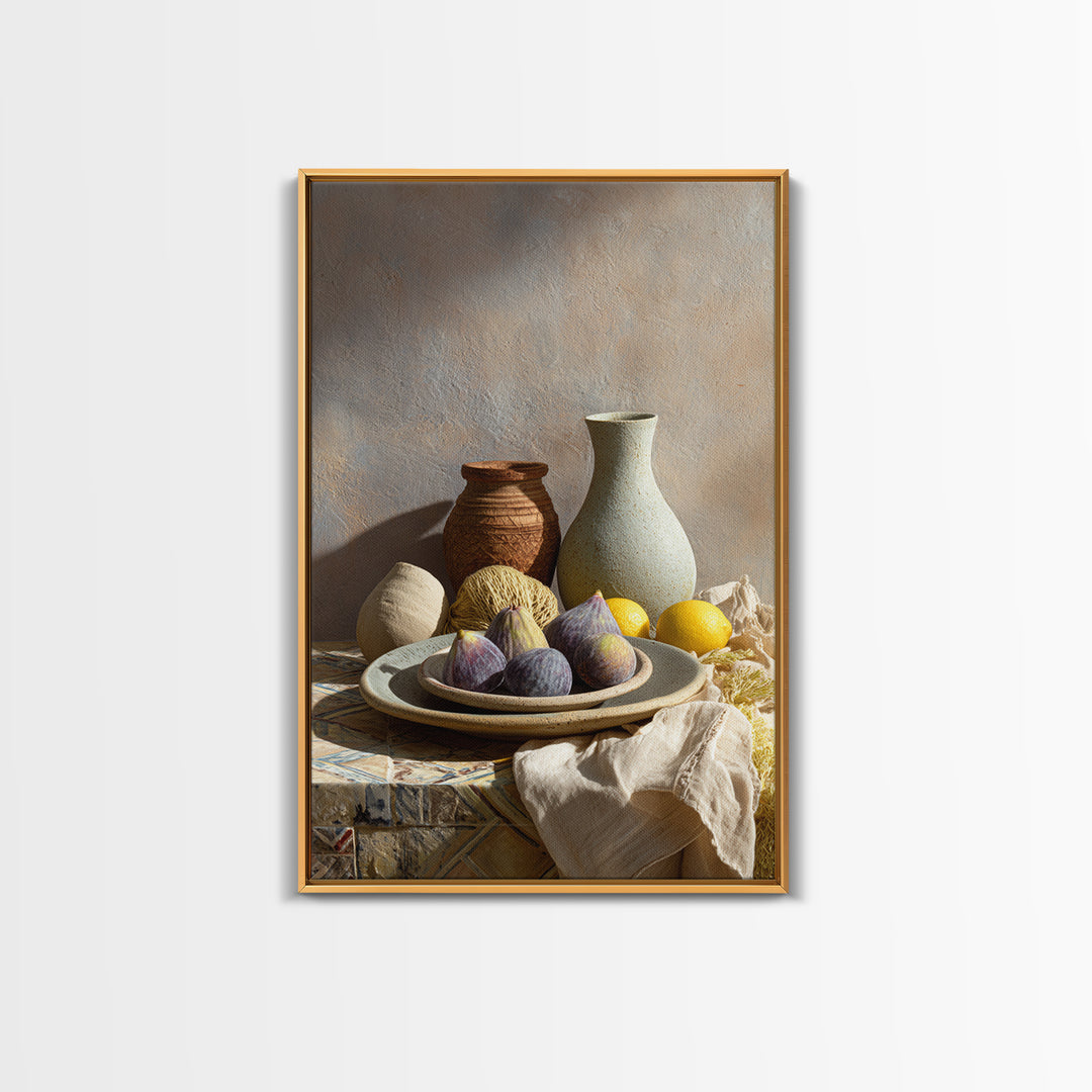 Figs on Ceramic Plate Canvas Print, French Country Art, Fine Art Print, Farmhouse Decor, Abstract Art, Country, Digital Prints, FCA-2x3-96