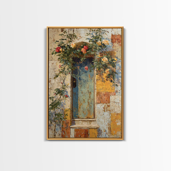 Rustic Door Covered Framed Canvas Print, French Country Art, Textured Painting, Farmhouse Decor, Country, Home Decor Gift, FCA-2x3-97