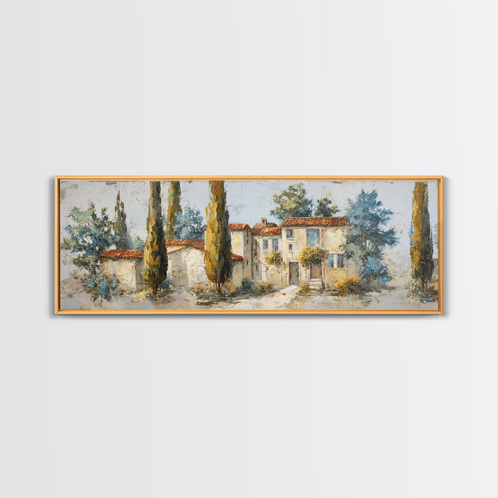 Country Lane Lined Framed Canvas Print, French Country Art, Eclectic Wall Art, Farmhouse Decor, Fine Art, Country, Modern Decor, FCA-3x1-15