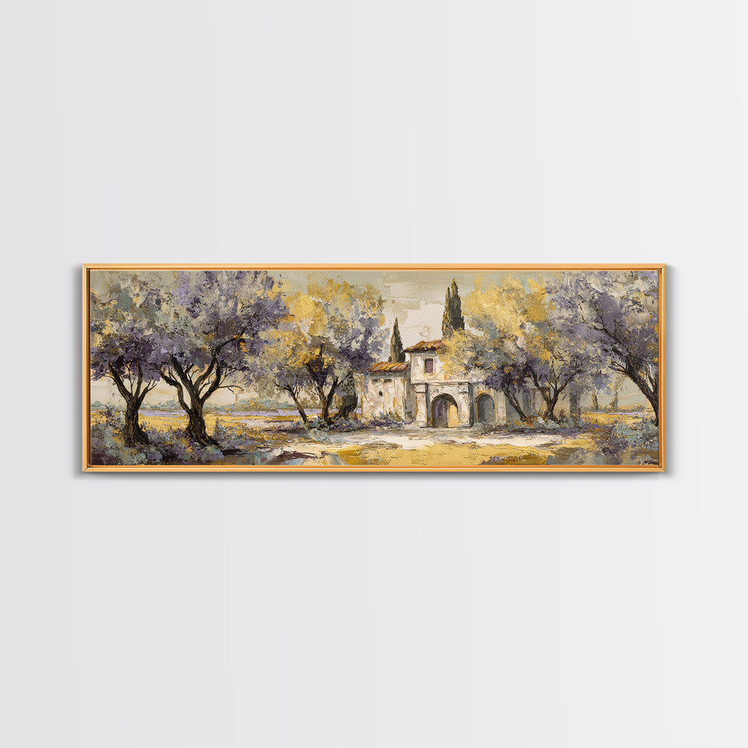 Sunlit Provence Olive Grove Canvas Print, French Country Art, Original Painting, Farmhouse Decor, Country, Coastal Wall Art, FCA-3x1-21