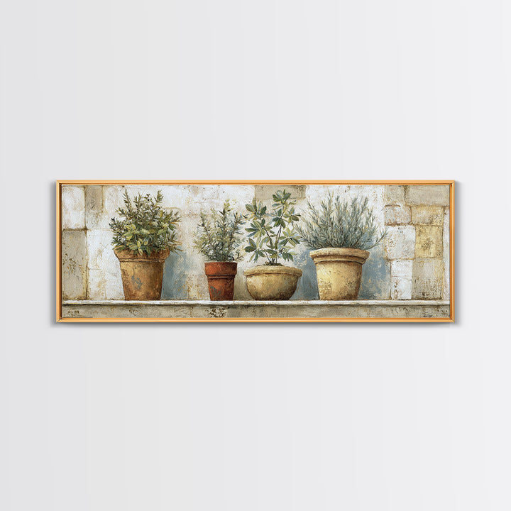 Terra Cotta Pots Canvas Print, French Country Art, Farmhouse Wall Art, Farmhouse Decor, Fine Art, Country, Boho Decor, FCA-3x1-3