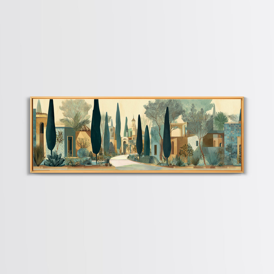 Country Lane Lined Framed Canvas Print, French Country Art, Neutral Decor, Farmhouse Decor, Abstract Art, Country, Wall Art, FCA-3x1-63