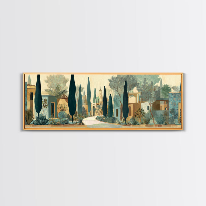 Country Lane Lined Framed Canvas Print, French Country Art, Neutral Decor, Farmhouse Decor, Abstract Art, Country, Wall Art, FCA-3x1-63