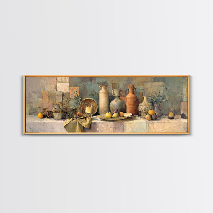 Figs on Ceramic Plate Canvas Print, French Country Art, Minimalist Decor, Farmhouse Decor, Abstract Art, Country, FCA-3x1-80