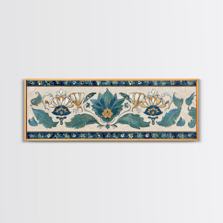 French Script Flourishes Without Readable Text Framed Canvas Print, French Country Art, Digital Art, Farmhouse Decor, Country, FCA-3x1-82