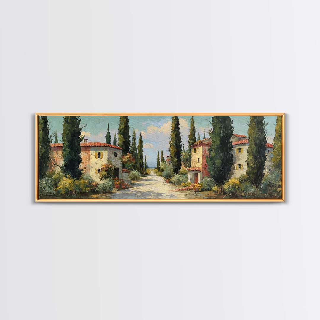 Country Lane Lined Framed Canvas Print, French Country Art, Contemporary Art, Farmhouse Decor, Abstract Art, Country, FCA-3x1-87