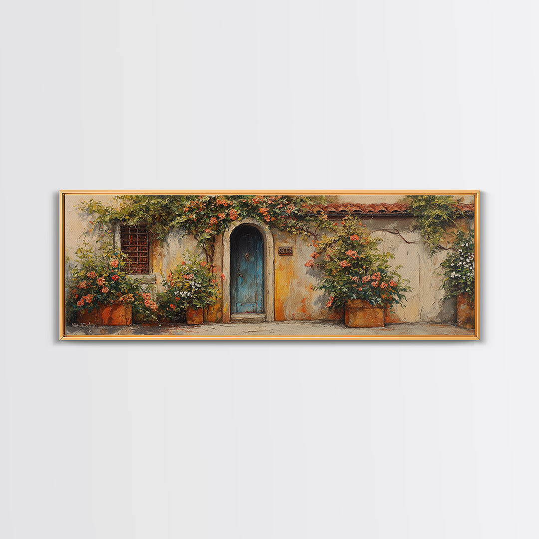 Rustic Door Covered Framed Canvas Print, French Country Art, Textured Painting, Farmhouse Decor, Country, Home Decor Gift, FCA-3x1-9