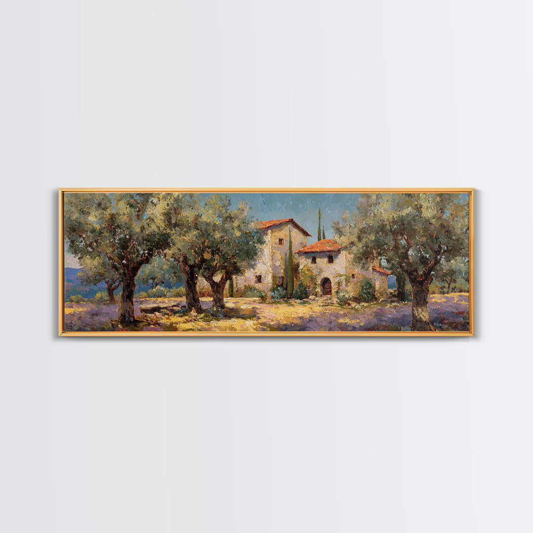 Sunlit Provence Olive Grove Canvas Print, French Country Art, Botanical Prints, Farmhouse Decor, Country, Digital Download Art, FCA-3x1-93