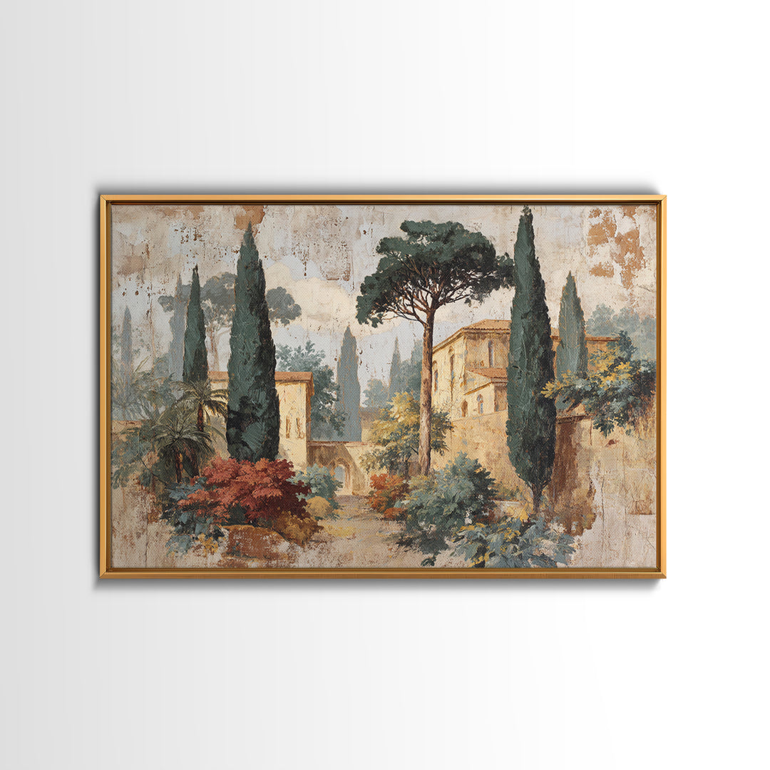 Country Lane Lined Canvas Print, French Country Art, Statement Artwork, Farmhouse Decor, Abstract Art, Country, Digital Art, FCA-3x2-3
