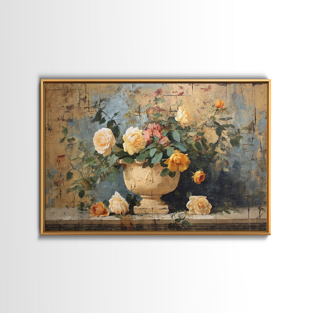 Ch Teau Garden Urn Framed Canvas Print, French Country Art, Digital Art Prints, Farmhouse Decor, Fine Art, Country, Home Decor, FCA-3x2-47