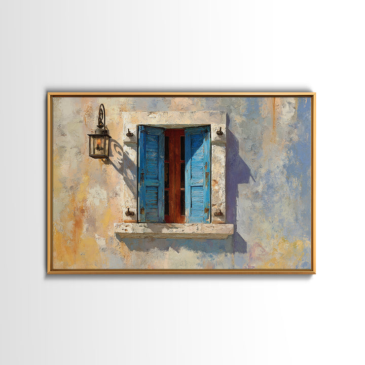 Weathered Window with Blue Shutters Canvas Print, French Country Art, Home Decor Gift, Farmhouse Decor, Fine Art, Country, FCA-3x2-49