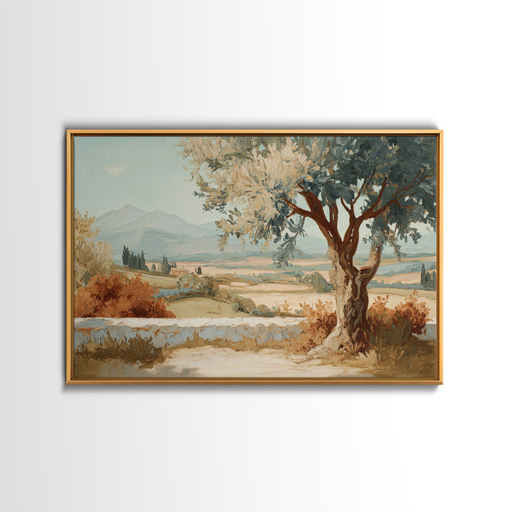 Olive Branch Wreath on Cream Ground Framed Canvas Print, French Country Art, Printable Wall Art, Farmhouse Decor, Country, FCA-3x2-50