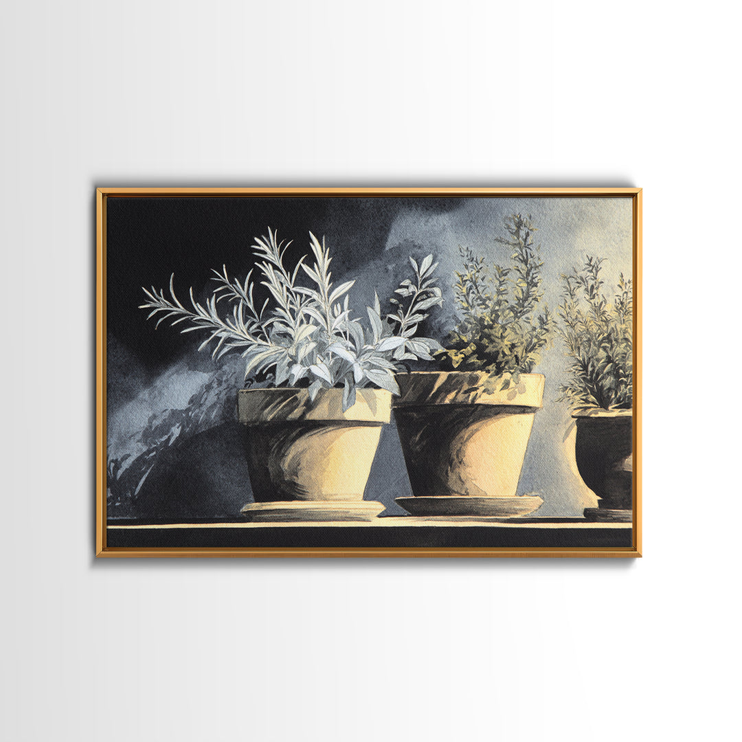 Terra Cotta Pots Framed Canvas Print, French Country Art, Neutral Decor, Farmhouse Decor, Fine Art, Country, Wall Art, FCA-3x2-63