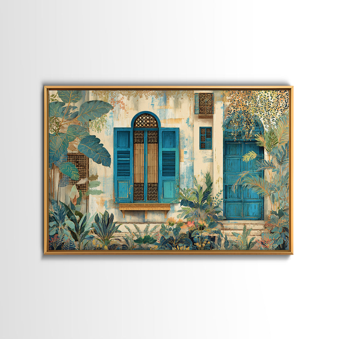 Weathered Window with Blue Shutters Canvas Print, French Country Art, Home Decor Gift, Farmhouse Decor, Fine Art, Country, FCA-3x2-73