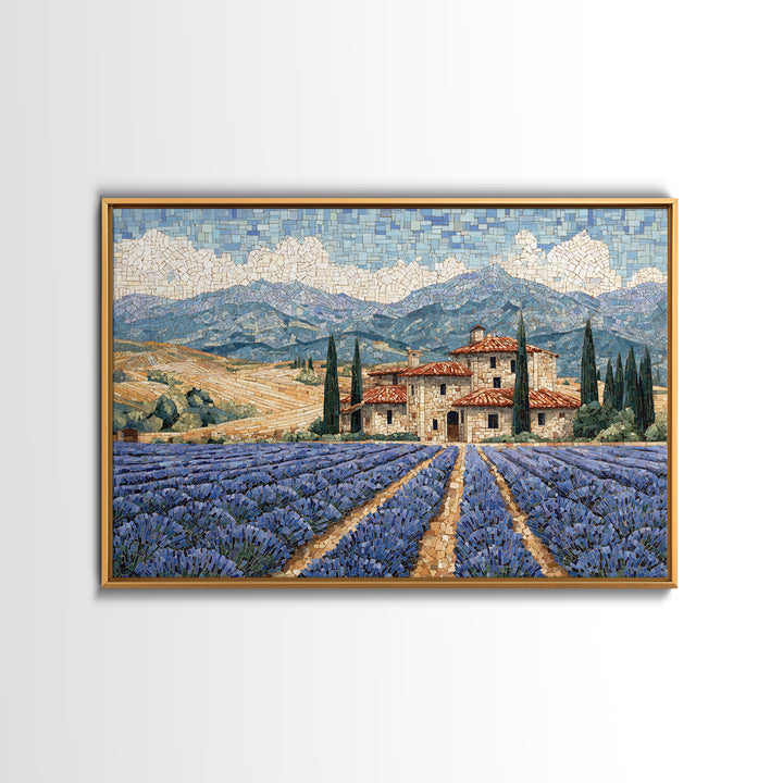 Lavender Field with Distant Stone Farmhouse Canvas Print, French Country Art, Farmhouse Wall Decor, Farmhouse Decor, Country, FCA-3x2-77