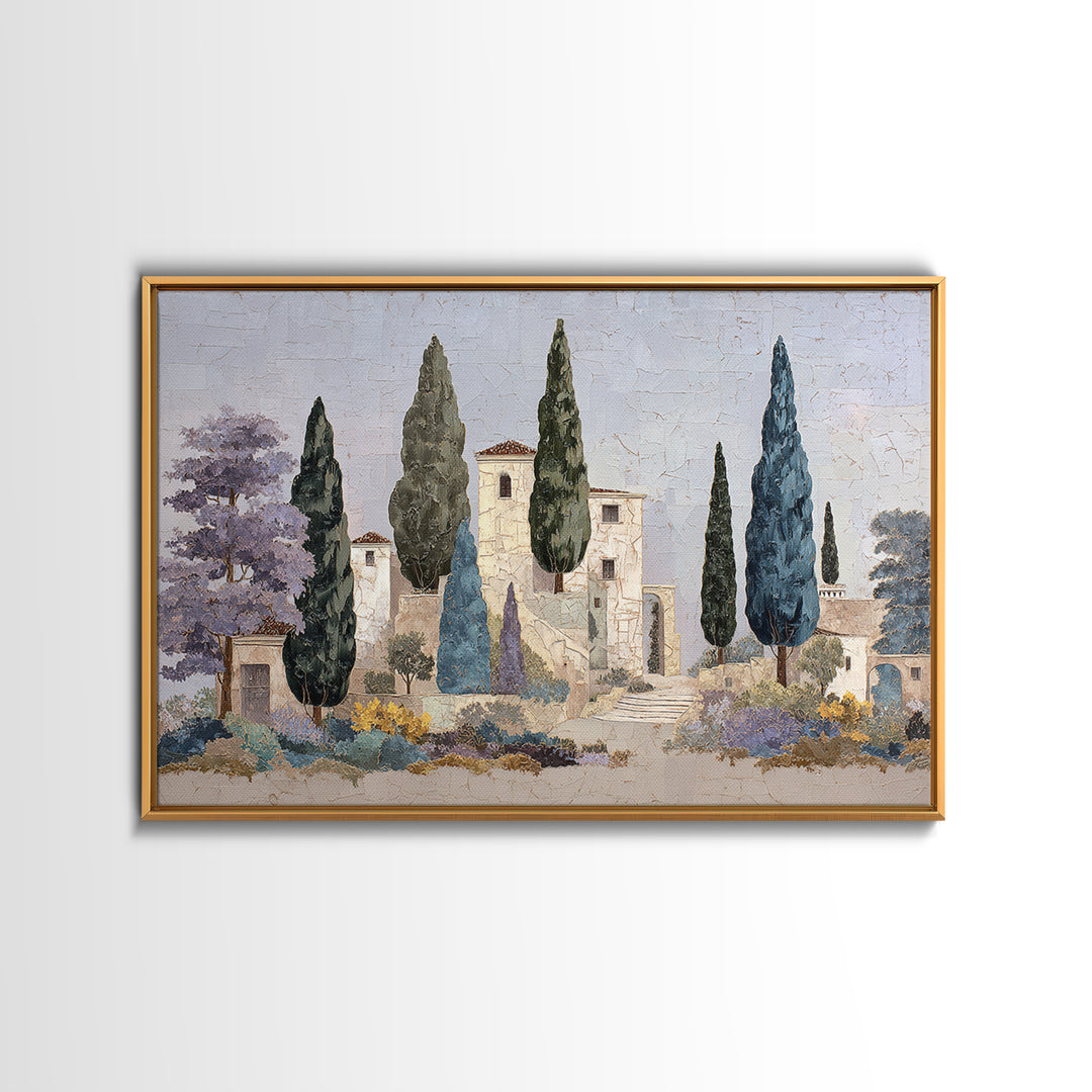 Country Lane Lined Framed Canvas Print, French Country Art, Floral Wall Art, Farmhouse Decor, Abstract Art, Country, FCA-3x2-99