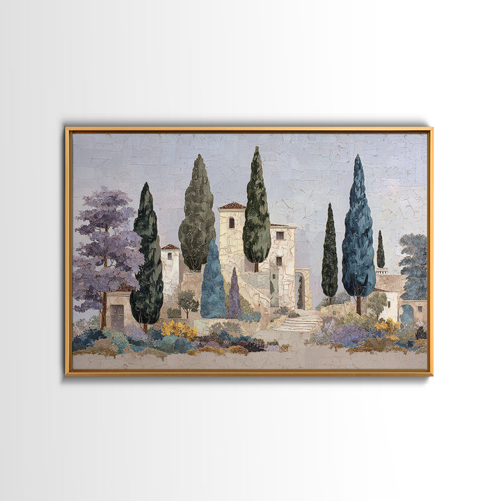 Country Lane Lined Framed Canvas Print, French Country Art, Floral Wall Art, Farmhouse Decor, Abstract Art, Country, FCA-3x2-99