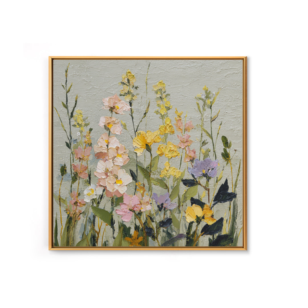 Wildflower Meadow in Loose Impressionist Paint Canvas Print, Floral Art, Art, Living Room Decor, Oil Painting, Bloom, FLO-1x1-99